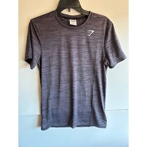 Gymshark Training T-Shirt Gray Striped Athletic Gym ActivewearWorkout Mens Small